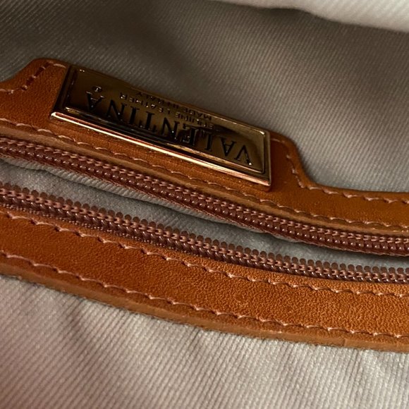 Valentina Italian leather handbag 2 tone red & tan leather Made in Italy - Picture 12 of 14